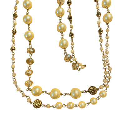 Beaded Necklace - Gold Long